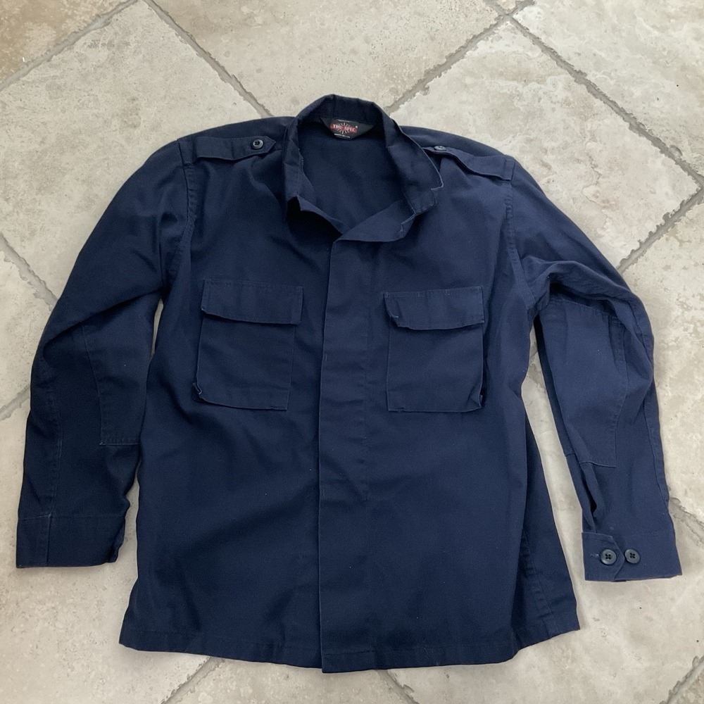 Tru Spec Shirt Mens L Large‎ Blue 2 Pocket Tactical Button Up Long Sleeve